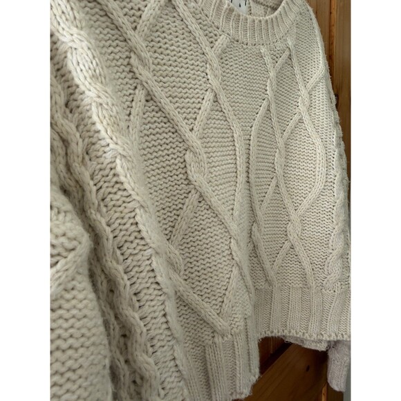 Princess Polly Oversized Ivory Cable Knit Cropped Oversized Sweater Size 8 S/M - Picture 7 of 7